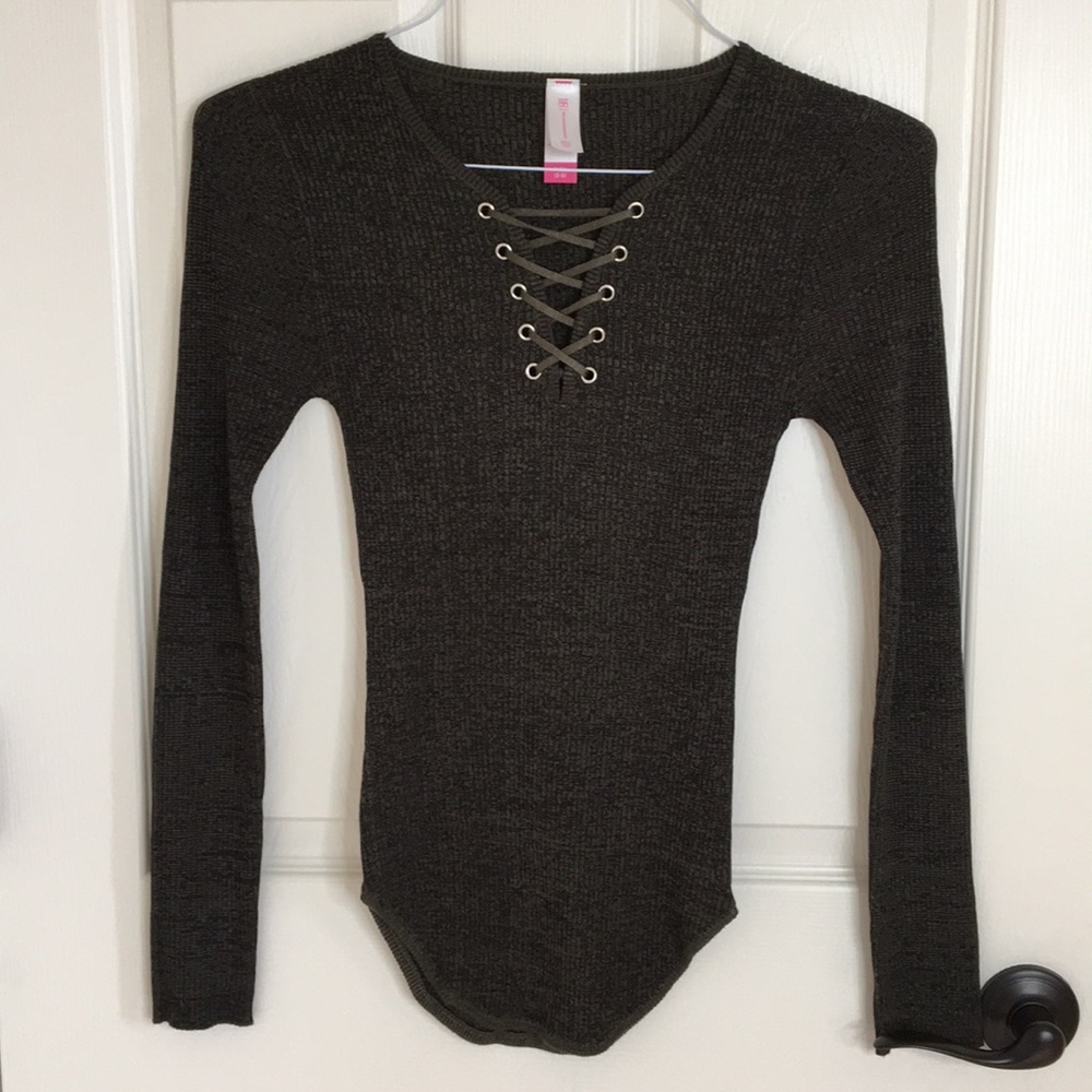 Olive lace up long sleeve